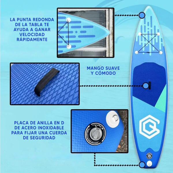 Tabla Stand Up Paddle Board Inflable 3.35 + Accesorios AZUL
