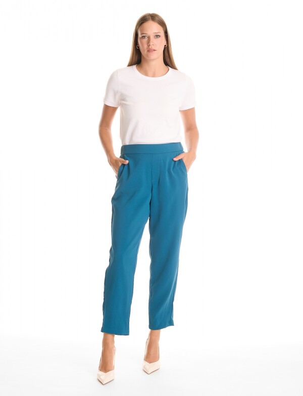 Pantalon Relaxed Fit & Cintura Elástica Posterior PETROLEO