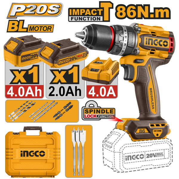 TALADRO ATORNILLADOR PERCUTOR 20V 86NM CIDLI20868 AMARILLO 50 60HZ TALADRO ATORNILLADOR PERCUTOR 20V 86NM CIDLI20868 AMARILLO 50 60HZ