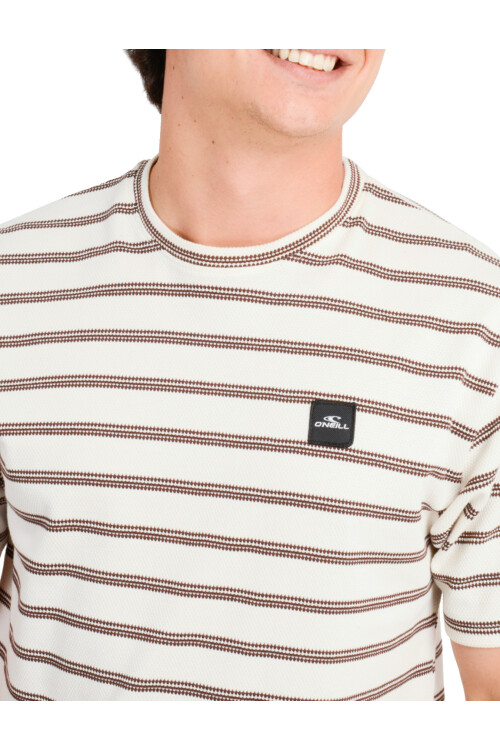 Remera O'Neill Textured Stripe Crew Crema