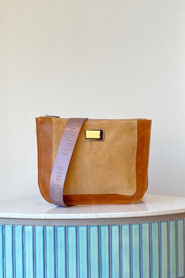 Bandolera Laura Brandy y Gamuza Beige