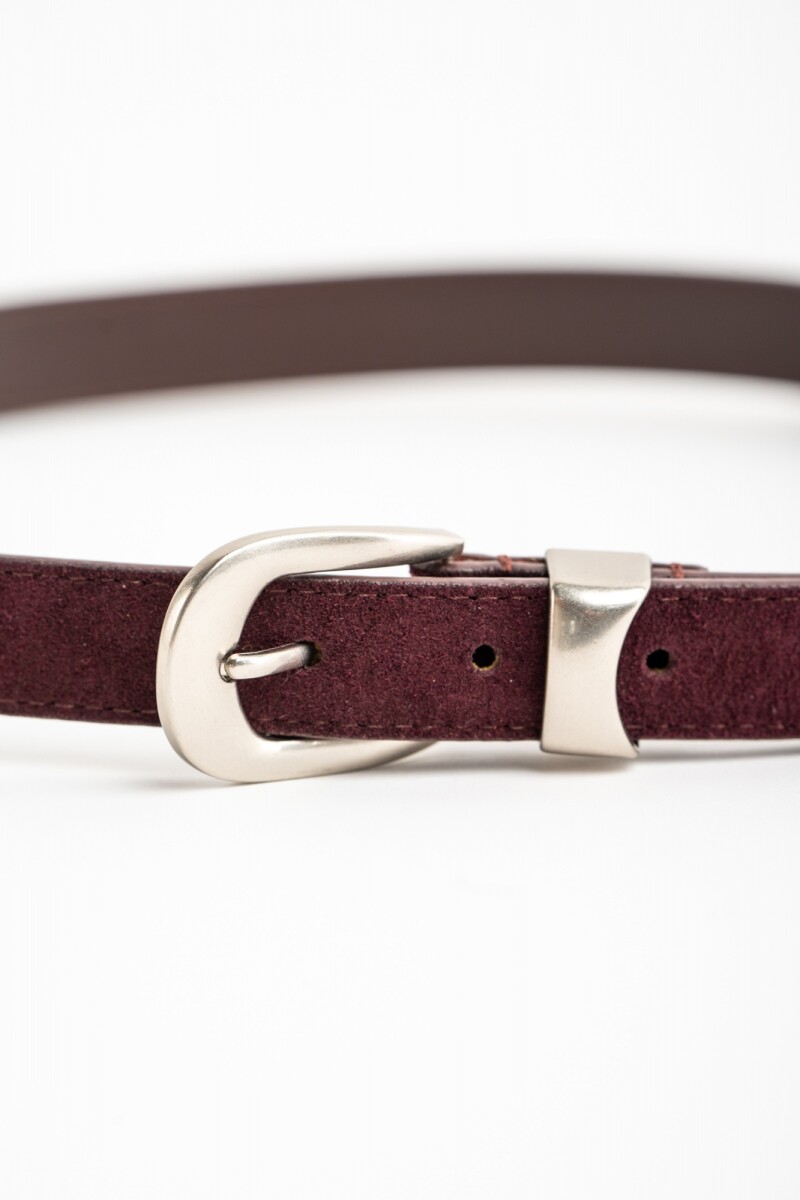 Cinto Hebilla Plateado Bordo