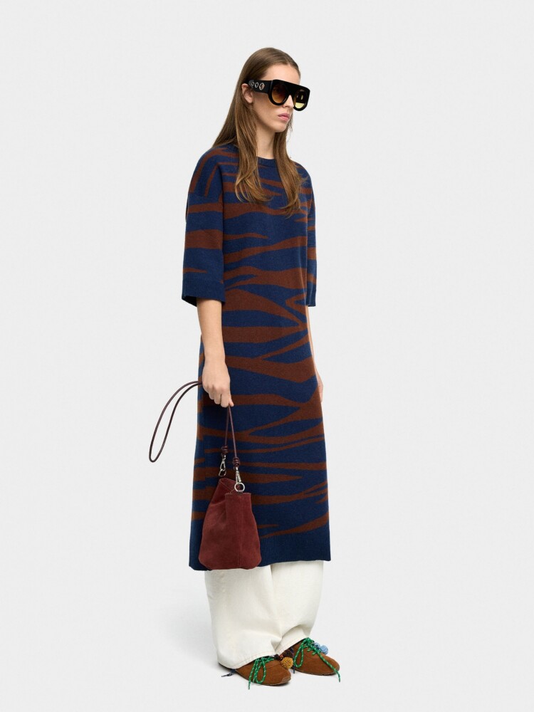 Vestido De Punto Jacquard multicolor