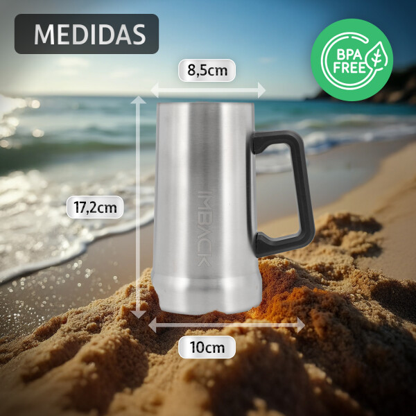 Vaso Térmico Jarra de Cerveza de 750 ml Color Plata Vaso Térmico Jarra de Cerveza de 750 ml Color Plata