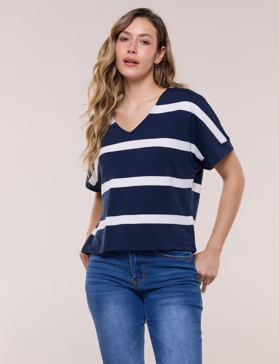 Remera Marinera Escote V - Azul 