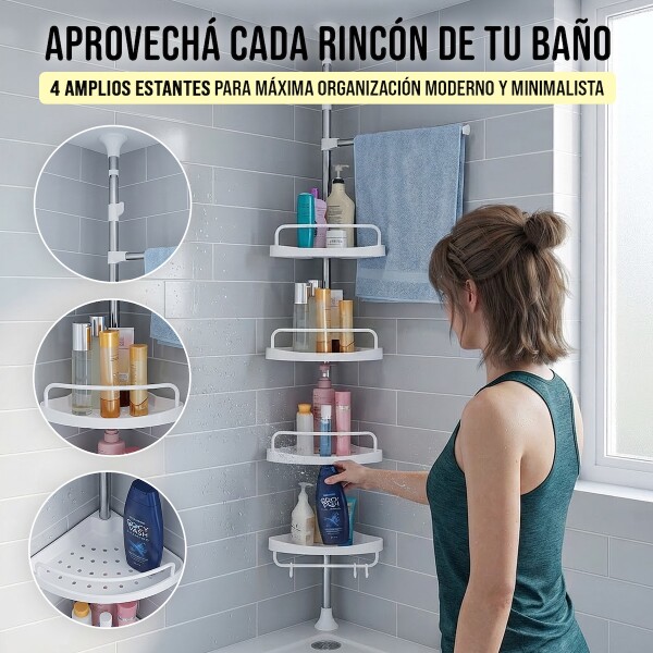 Estante Para Baño Mueble Esquinero Barral Organizador Ducha Toallero Imback HBA001 Estante Para Baño Mueble Esquinero Barral Organizador Ducha Toallero Imback HBA001