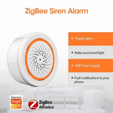 Alarma Audiovisual Zigbee Ir C/bateria Tuya Smart 001