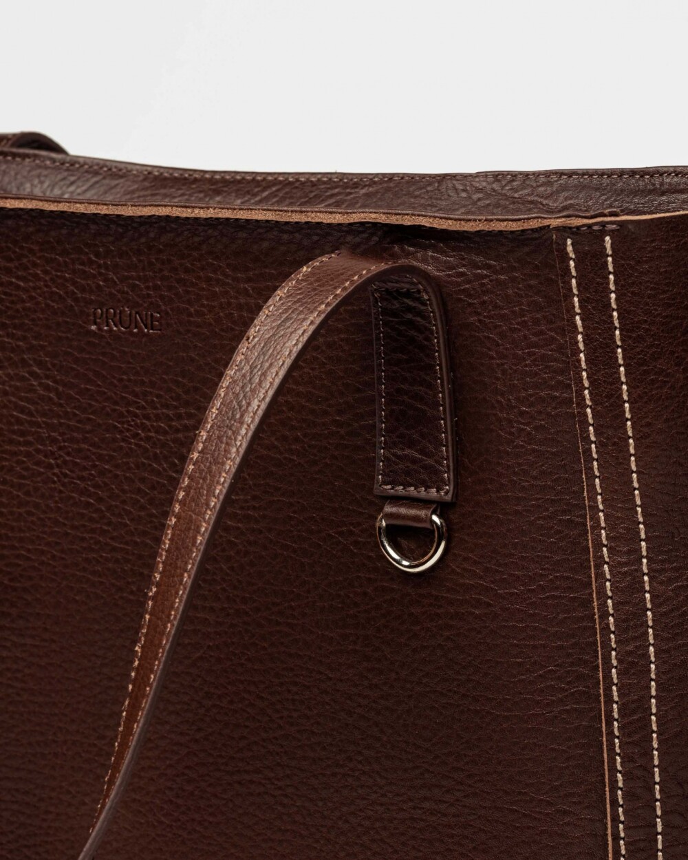 Shopper Vera en cuero vegetal liso Chocolate Niquel