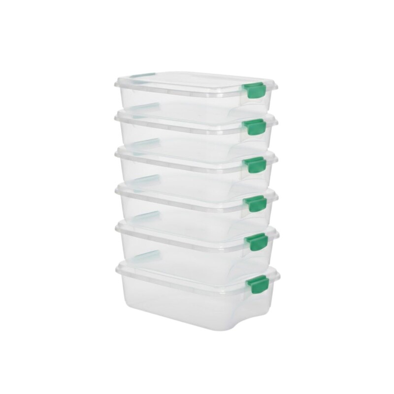 Set x10 Cajas organizadoras 6 lts de plástico reforzada TRANSPARENTE