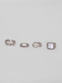 Anillo Set Repujado, 4un. Plateado