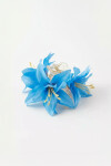 Broche flor dahlia tela celeste