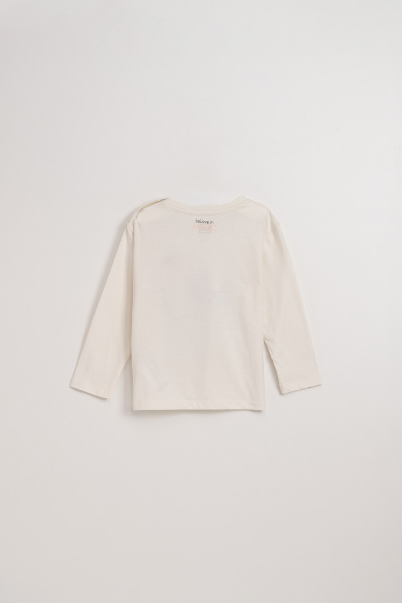 Remera Manga Larga Estampa Princesa Crema