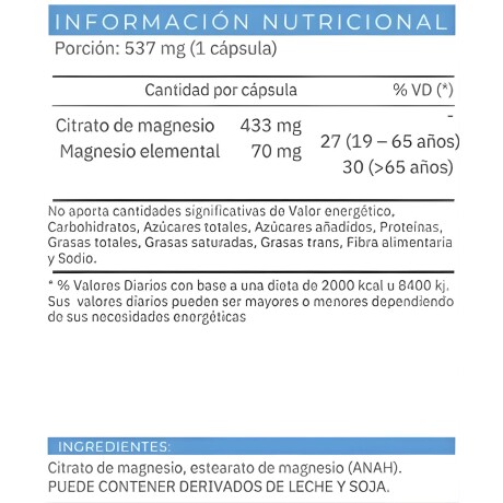 Citrato De Magnesio ENA x60caps Sin Sabor