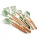 Set Utensilios Cocina Inicial Silicona Madera Plus Gourmet Verde Claro