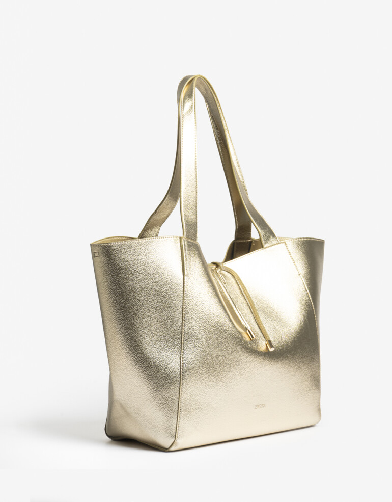 Shopper Basicos Shopper Con Bolso Dorado - Dorado
