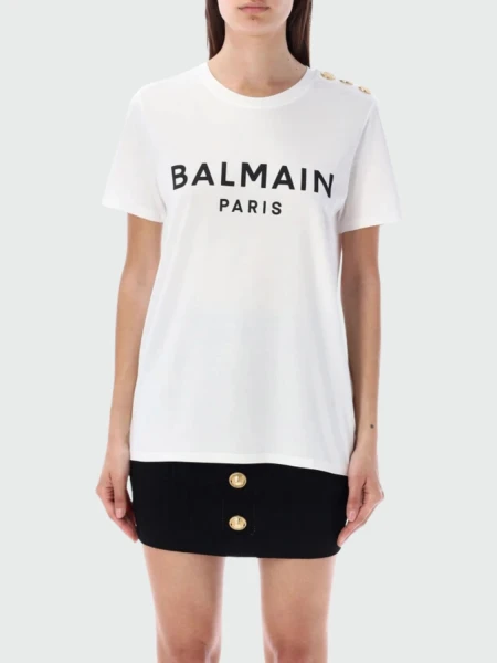 BALMAIN - Camiseta con estampado de Balmain Paris Blanco