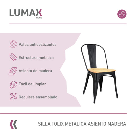 Silla tolix Metálica vintage asiento en madera Silla tolix Metálica vintage asiento en madera