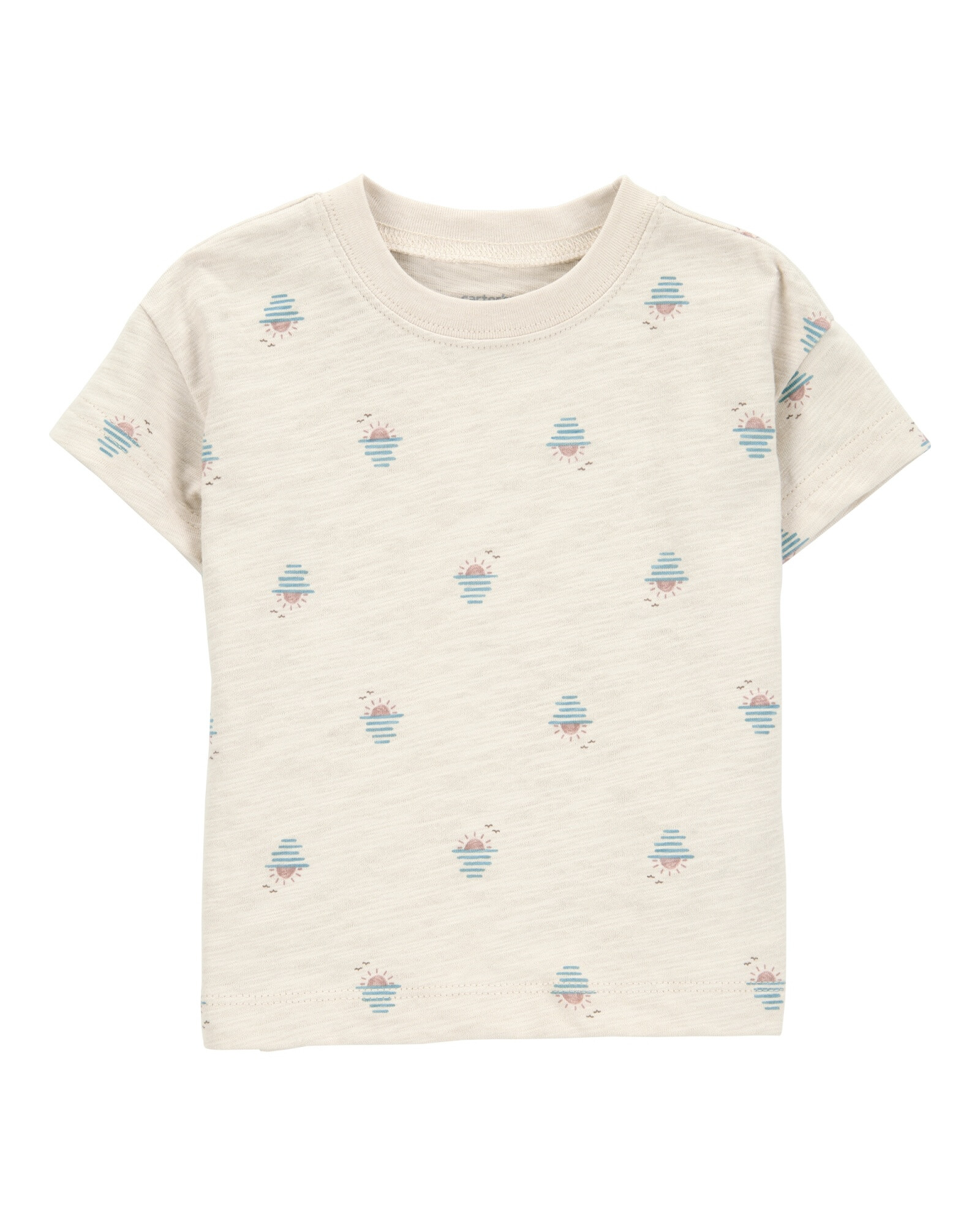 Set dos piezas de algodón, enterito corto y remera, diseño atardecer Sin color