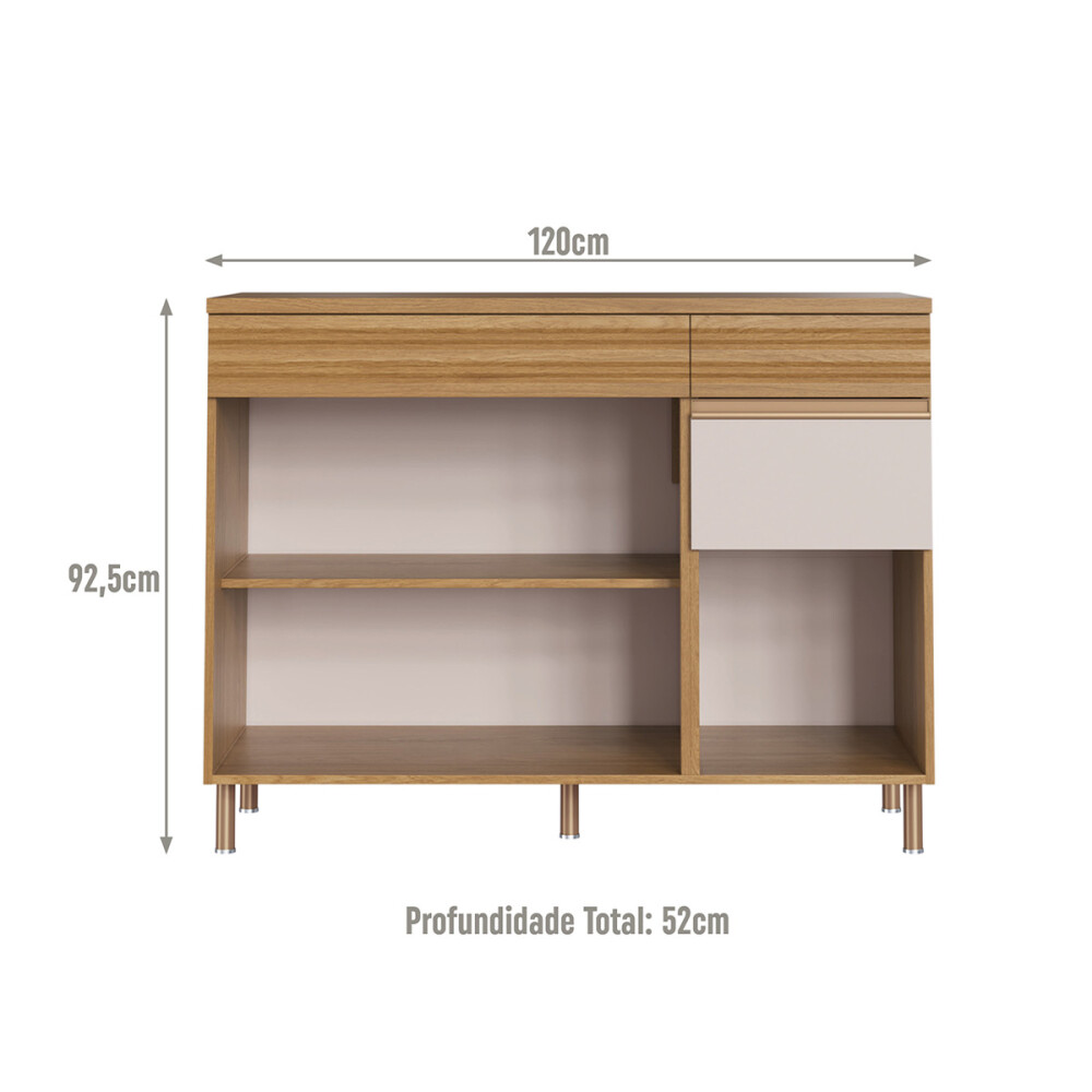 ORGANIC BAJO MESADA 3 PUERTAS Y 2 CAJONES 1.20 MTS COLOR NATURE/SAND Organic Bajo Mesada 3 Puertas Y 2 Cajones 1.20 Mts Color Nature/sand