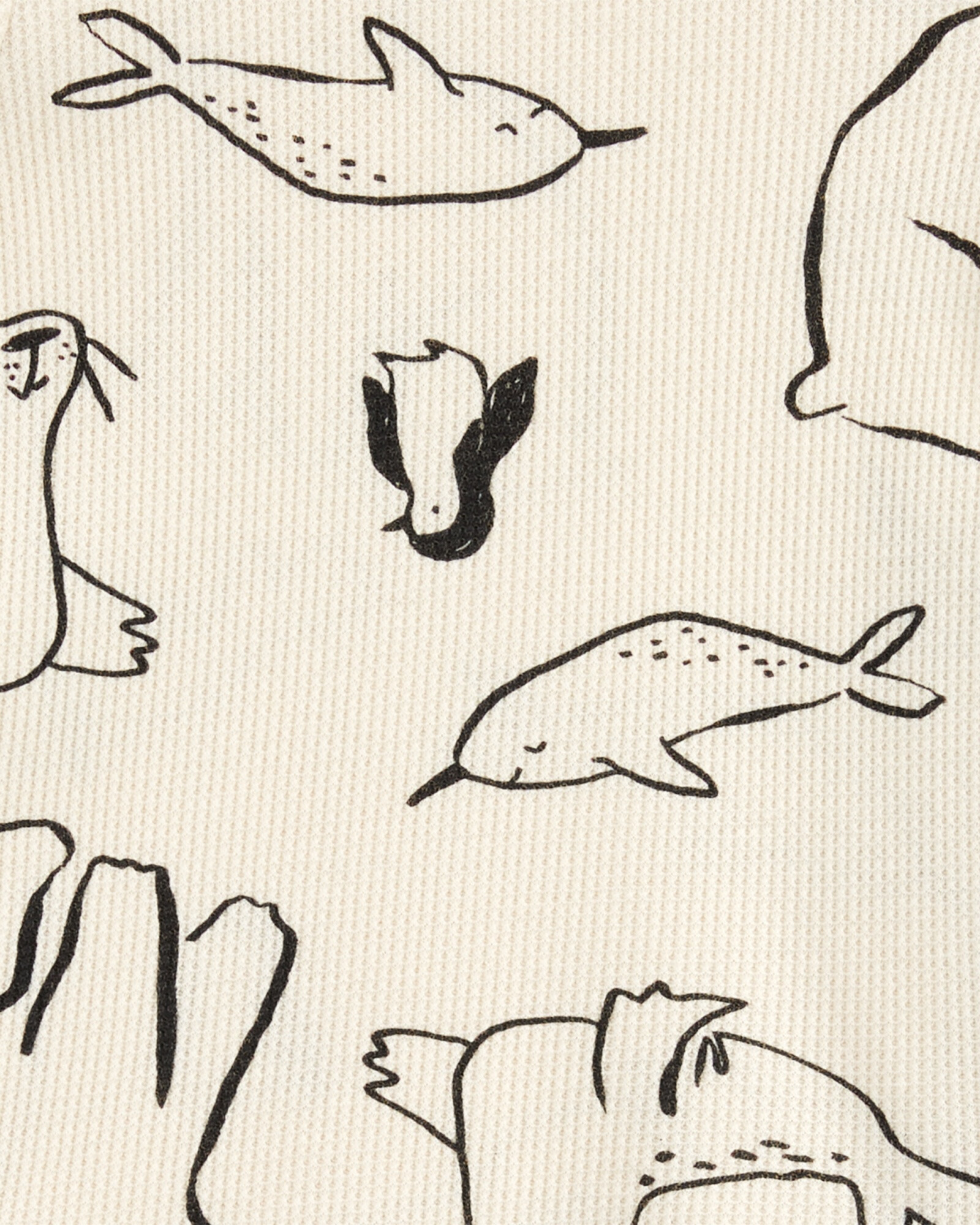Pijama cuatro piezas de algodón, dos pantalones y dos remeras, diseño animales marinos Sin color