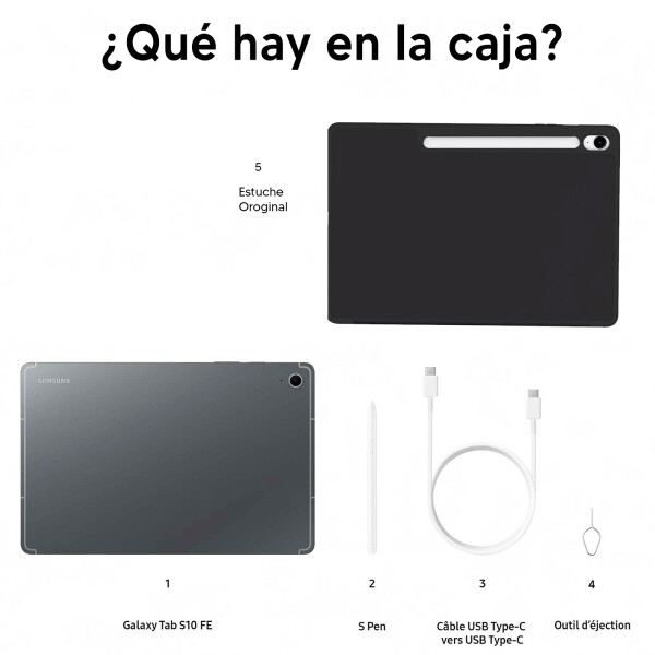 Tablet Samsung Galaxy Tab S10 Fe 8/128 Gb + S Pen + Estuche Original GRIS