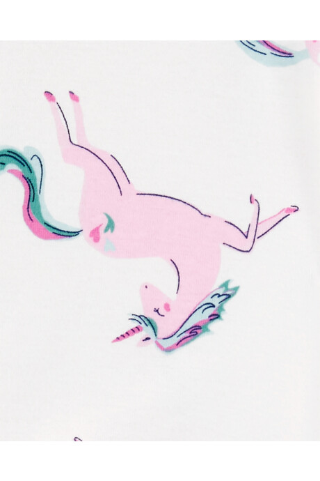 Pijama una pieza de algodón, con pie y diseño unicornio Sin color