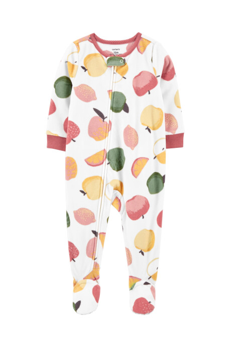 Pijama una pieza de micropolar con pie y diseño frutas. Talles 12-24M Sin color