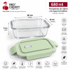 Recipiente Hermético Vidrio Borosilicato 680ml con Tapa Verde