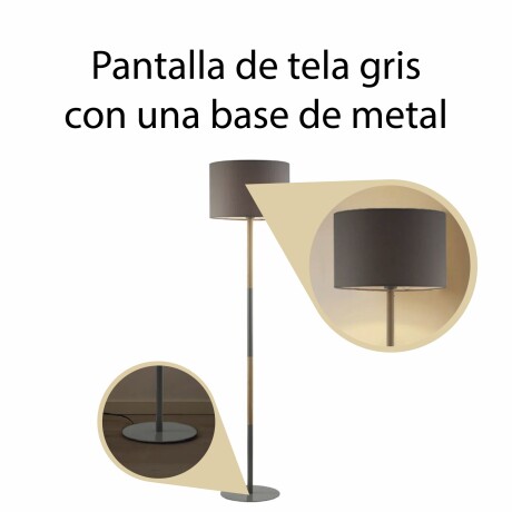 Lámpara De Pie Pantalla Tela Metal Moderna Gris