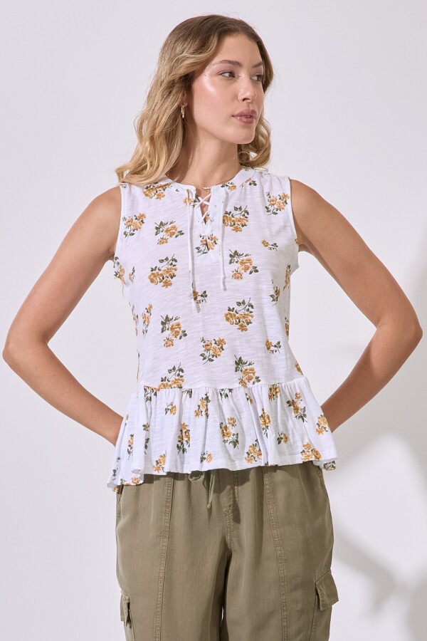 Blusa Algodón Flores BLANCO/MULTI