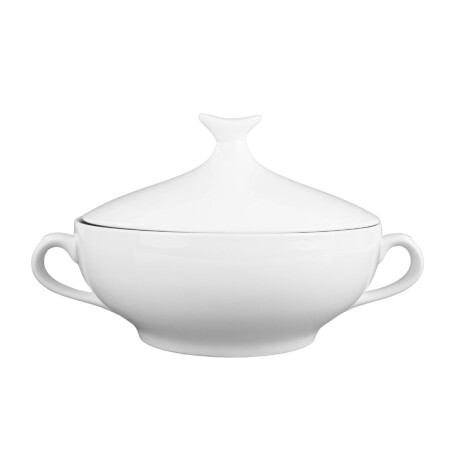 Sopera de ceramica blanca con tapa y asas Sopera de ceramica blanca con tapa y asas
