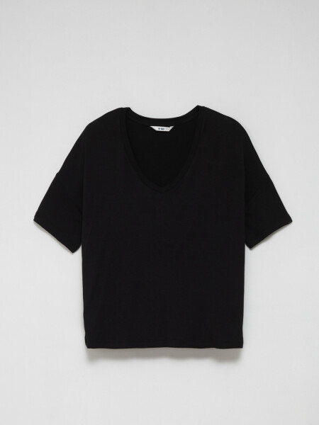 Camiseta manga corta de viscosa Negro