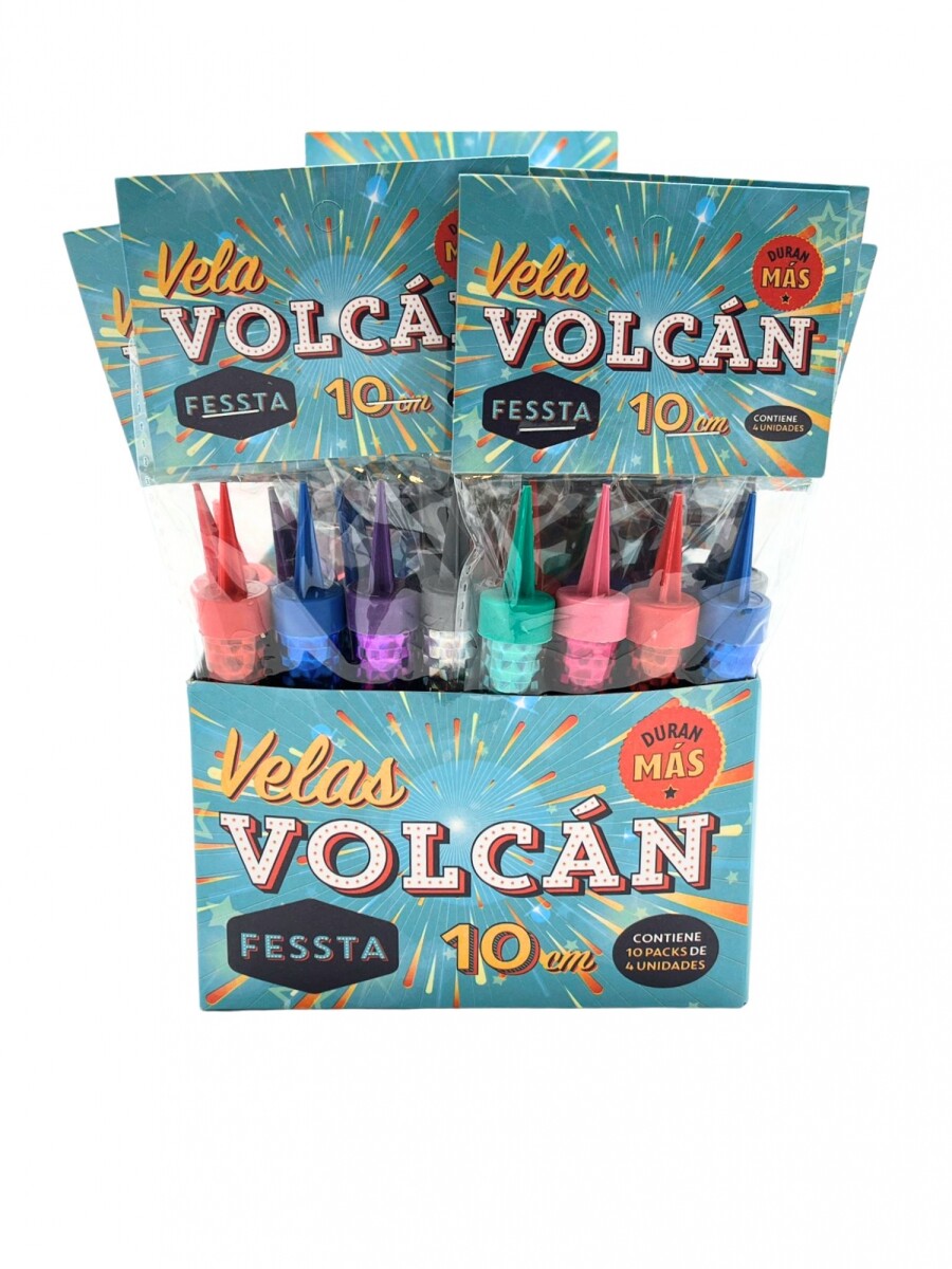 Vela Volcan x4 Unidades Colores Surtidos 