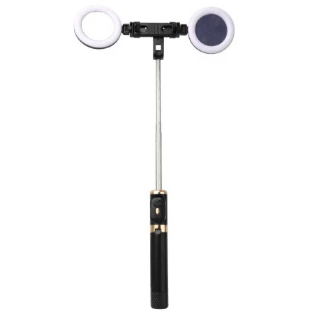 Palo Selfie Stick Trípode Extensible c/Bluetooth y Doble Luz Negro