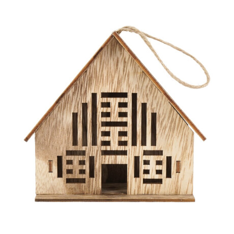 Casita navideña de madera calada para colgar Casita navideña de madera calada para colgar