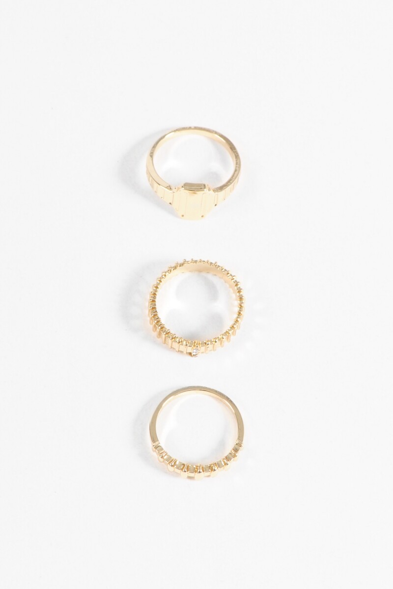 Set anillos stripe dorado