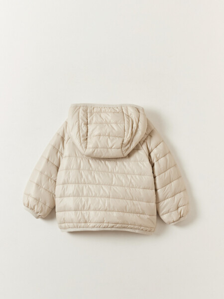 Campera abrigo capitoneada capucha Beige