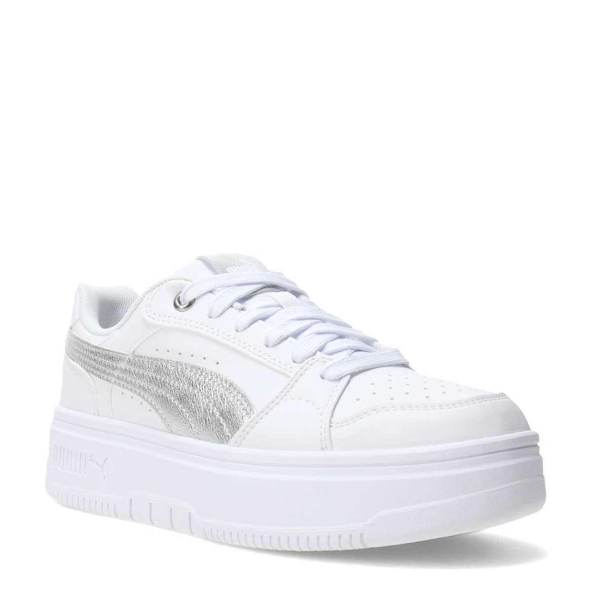 Championes de Mujer Puma Rebound Low Metalic Plataforma - Blanco - Plata 