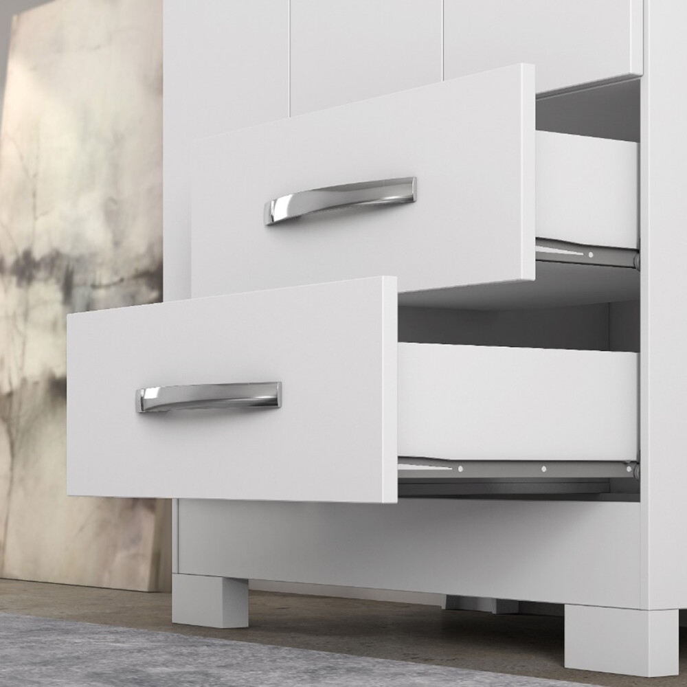 ROPERO 3 PUERTAS 2 CAJONES GUARDARROPA ARMARIO PLACARD CLOSET CON ESTANTES Y PERCHERO BLANCO - FLEX