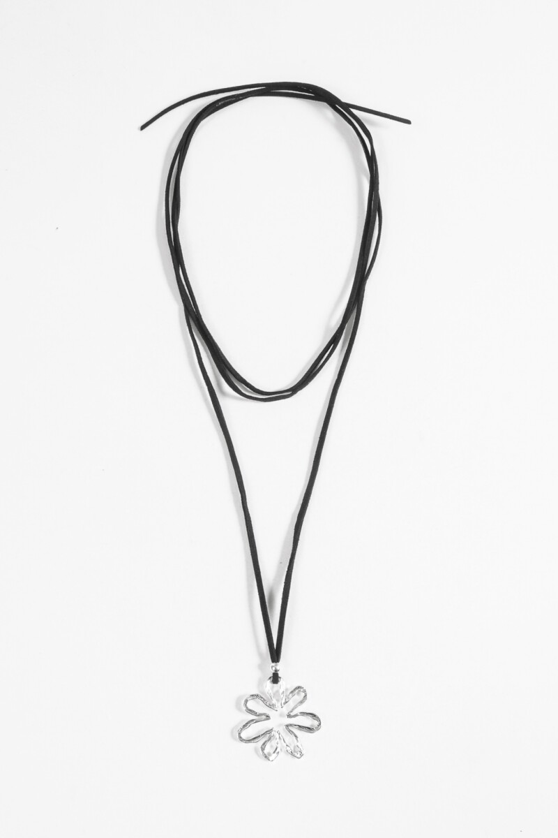 Collar cord dije flor plateado