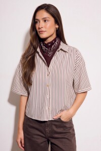 Camisa Rayada Burdeos