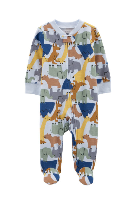 Pijama una pieza de algodón con pie y doble cierre Sin color
