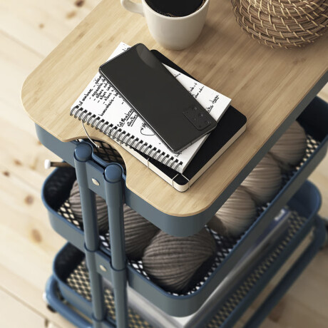 Carrito Organizador Multiuso 3Niveles Ruedas 360° Tapa Azul