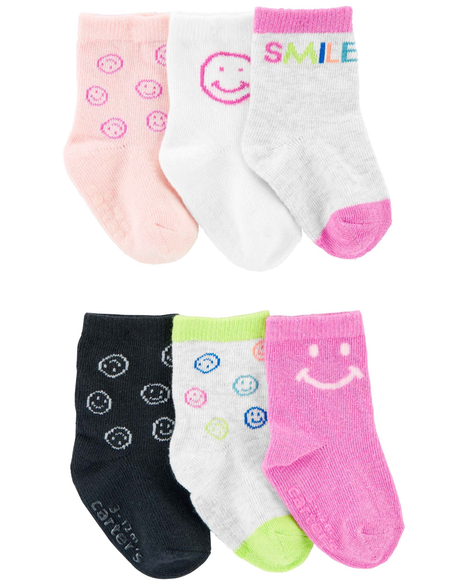 Pack seis pares de medias de algodón, estampa sonrisas Pack seis pares de medias de algodón, estampa sonrisas