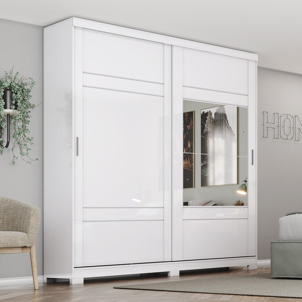 ROPERO VERGGO 2 PUERTAS 3 CAJONES INTERNOS CON ESPEJOS GUARDARROPA CLOSET ARMARIO BLANCO