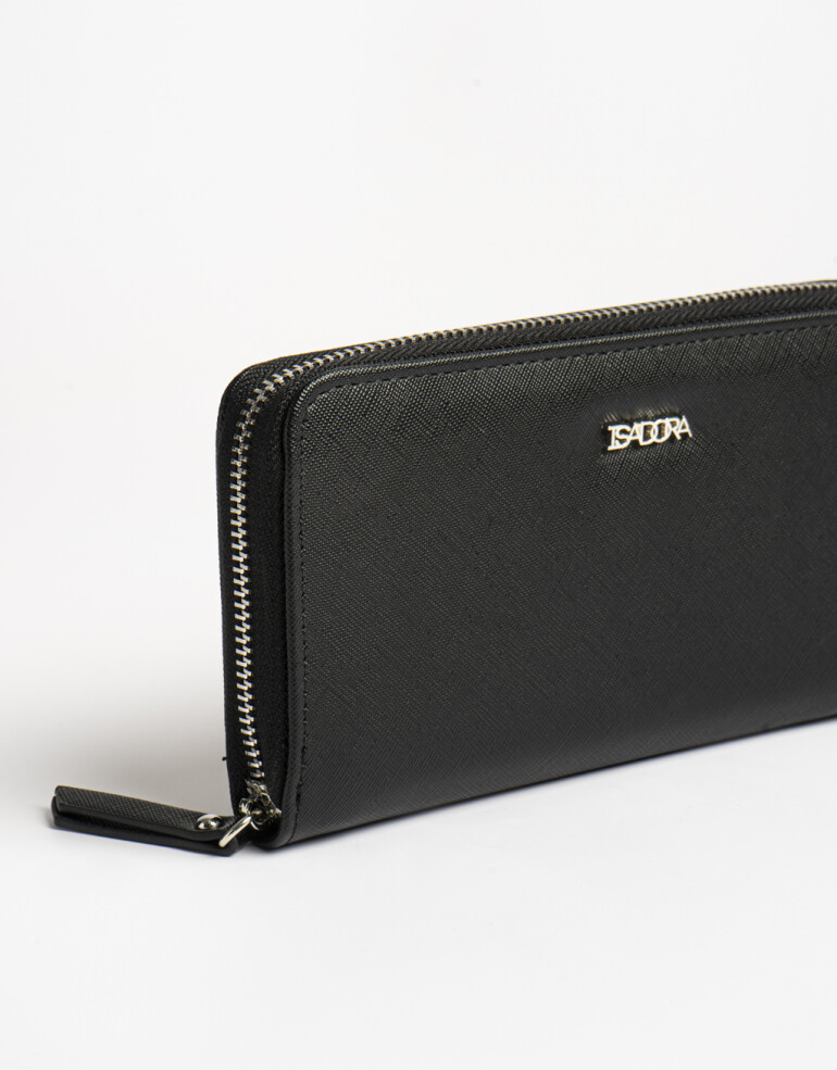 Ficheros Zip Round Billetera Fichero Negro - Negro