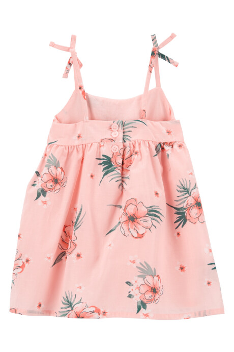 Vestido de algodón con broderie, diseño floral. Talles 3-24M Sin color