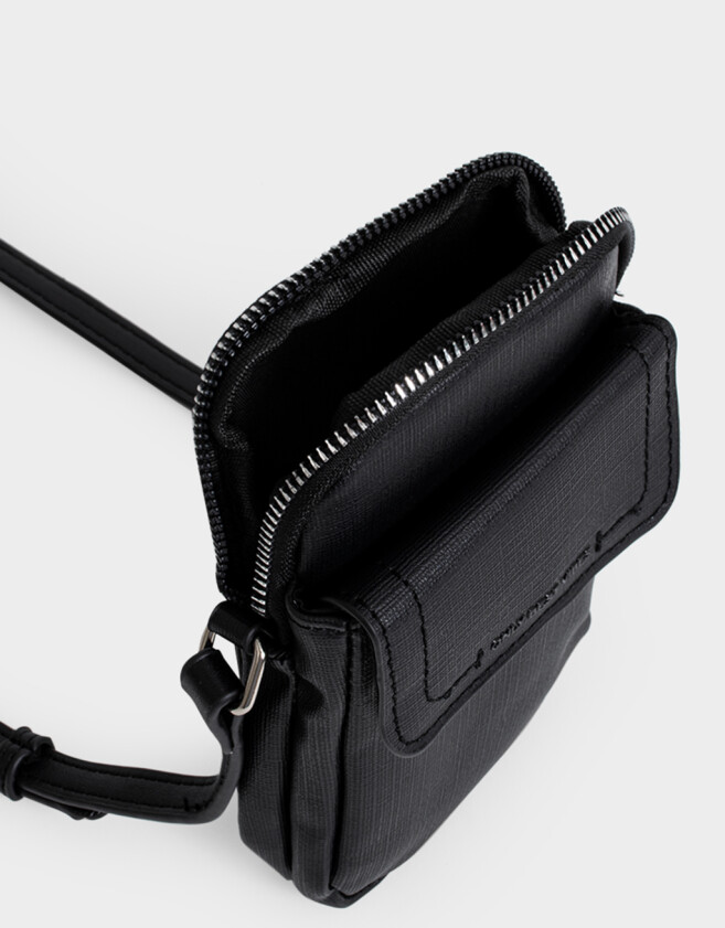 Complemento Marroquinería Color Block Pouch De Cuerina Con Solapa - Negro