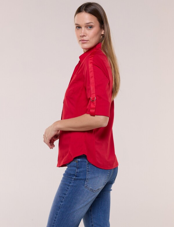 Camisa Algodon Con Laterales Elastizados ROJO