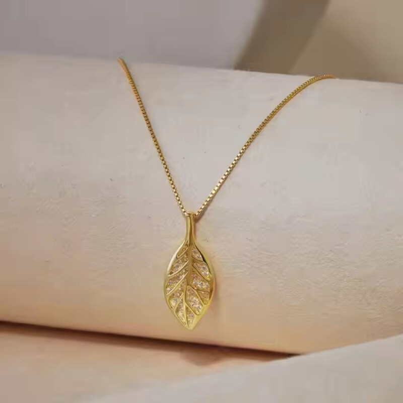 CONJUNTO HOJA CON BRILLOS , PLATA BAÑADA EN ORO - H9DY190524SGAB H9dy190524sgab